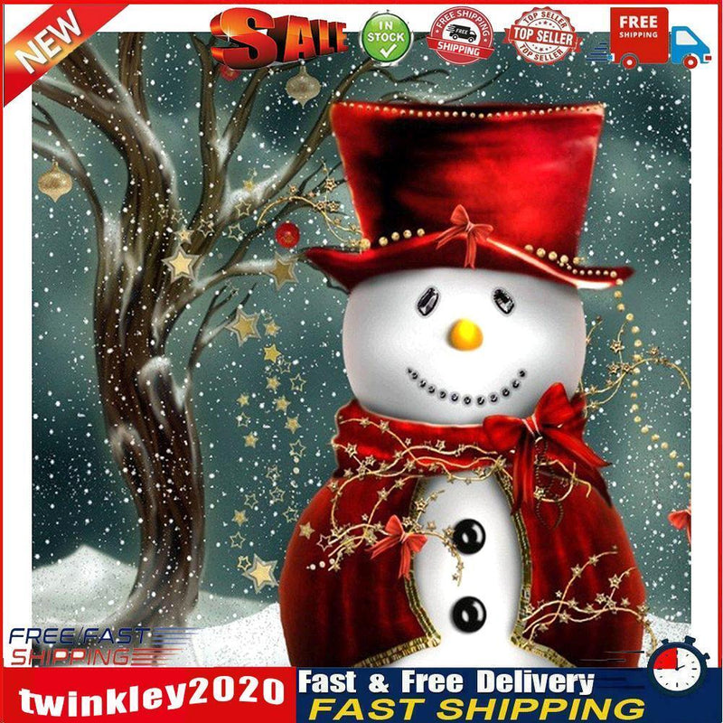 Canvas Painted Oil Paint By Numbers Snowman Red Hat DIY Bedroom Wall Arts Newly