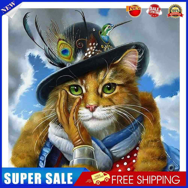 #A Waterside Cat Oil Paint By Numbers Kits DIY Handpainted on Canvas Wall Art