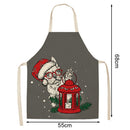 Kitchen Linen Apron Dog Carry Christmas Lantern Painted Cooking Pinafore