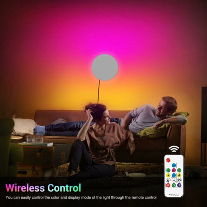 Modern Round LED Wall Lights RGB Remote Lamp Bedroom Decorations (White)