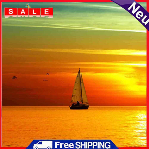 Full Drill 5D DIY Diamond Painting Sea Sunset Ship Embroidery Cross Stitch Kit