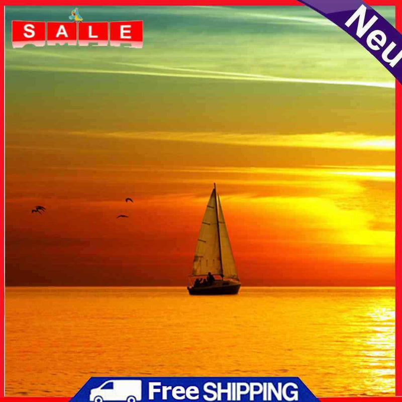 Full Drill 5D DIY Diamond Painting Sea Sunset Ship Embroidery Cross Stitch Kit