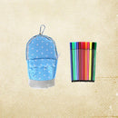 Korean Style Dots School Pencil Case Canvas Pen Bag Stationery Pouch(Blue)