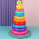 Early Educational Rainbow Tower Stack Circle Duck Ring Puzzle Pyramid (B) Newly