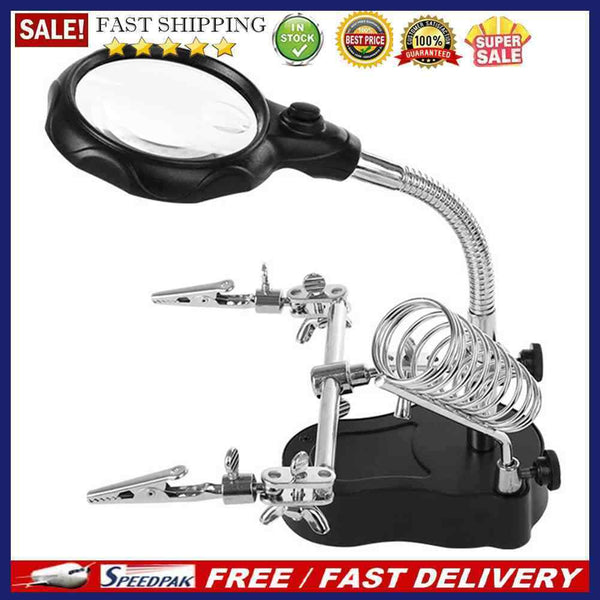 Welding Magnifying Clip Loupe Glass Light Solder Stand Holder Station Magni