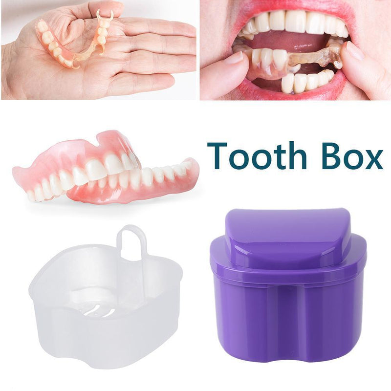 Denture Care Bath Box Clean False Teeth Nursing Hang Net Container (Green)