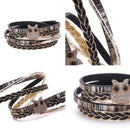 Unisex Multi-layer Bracelet Bangle Weaved Magnetic Buckle Jewelry(Black)