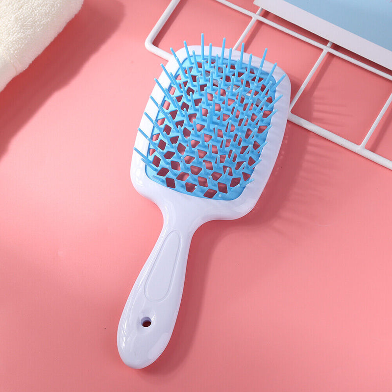 Wide Teeth Air Cushion Combs Scalp Massage Brush Hollow Grid Comb (Blue)