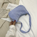 Fashion Women Corduroy Shoulder Underarm Bag Solid Color Handbags (Blue)