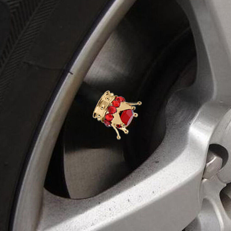 4x Universal Car Rhinestone Crown Wheel Tire Valve Caps Tyre Rim Stem Air Cov