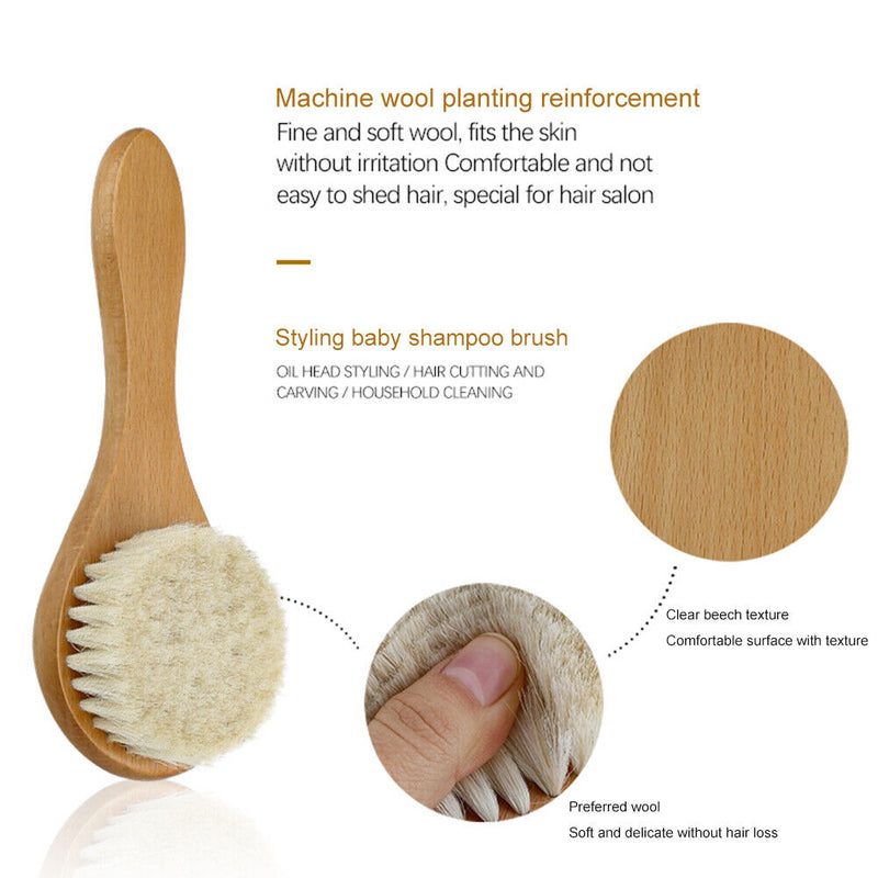 Baby Rubbing Artifact Wash Hair Beech Wool Brush Haircut Soft Cleaning Newly