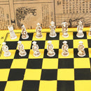 Leather Chessboard Mat Checkers Board Game Characters Chess Pieces Set for Kids