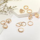 13pcs/set Novelty Women Rhinestone Letter Ring Hollowed Knuckle Rings Jewelry