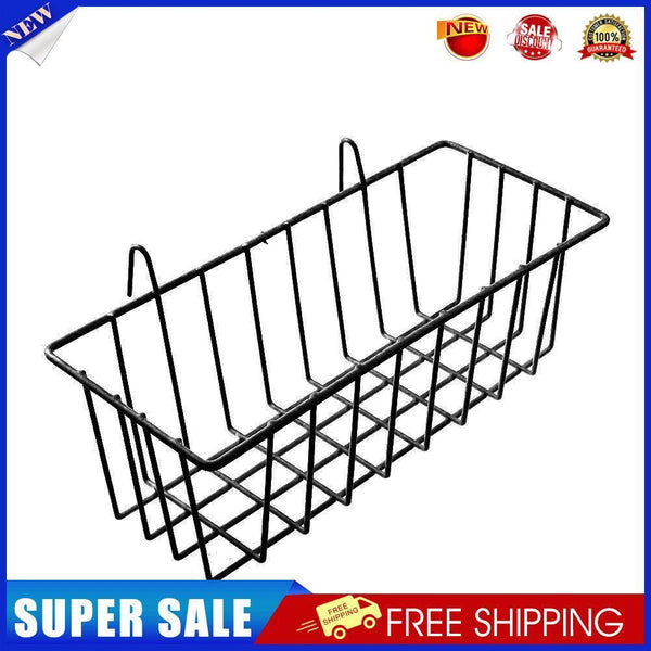 Iron Wall Mounted Storage Rack Holder Hanging Basket Shelf Container (Black