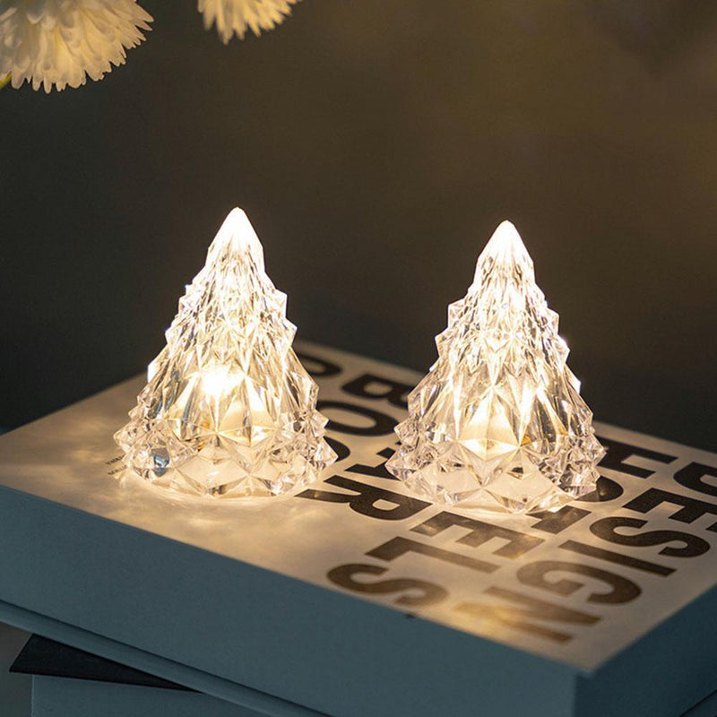 LED Crystal Table Desk Lamp Cone Atmosphere Night Light Home Decor (1pc)