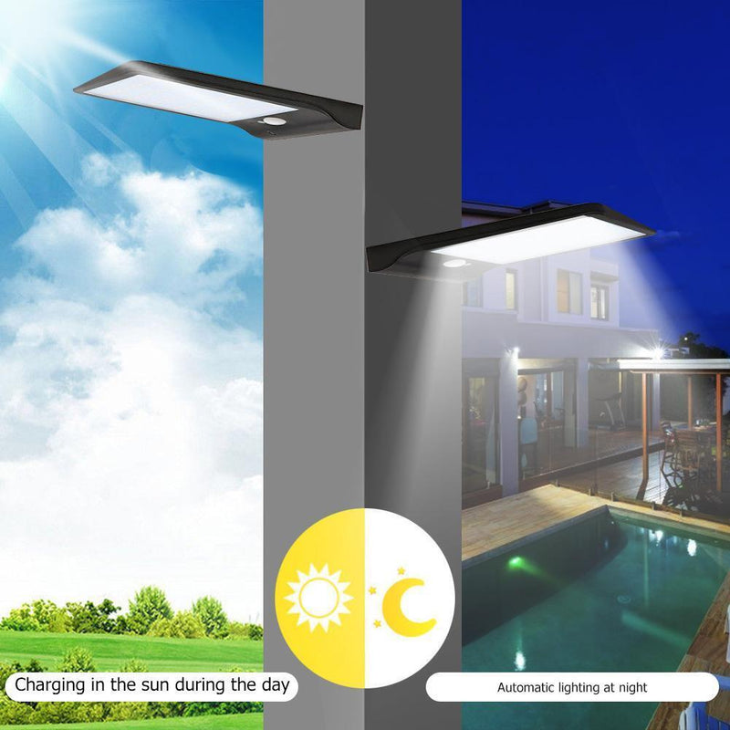 48 LEDs Solar 3 Modes IP65 Motion Sensor Lights Outdoor Wall Lamp (Black) Newly