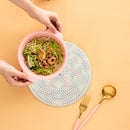 Round Table Mats Coasters Handmade Woven Insulation Pads (Colorful 18cm)