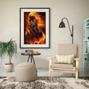 Painting By Numbers Kit DIY Fire Horse Hand Painted Canvas Oil Art Picture Newly