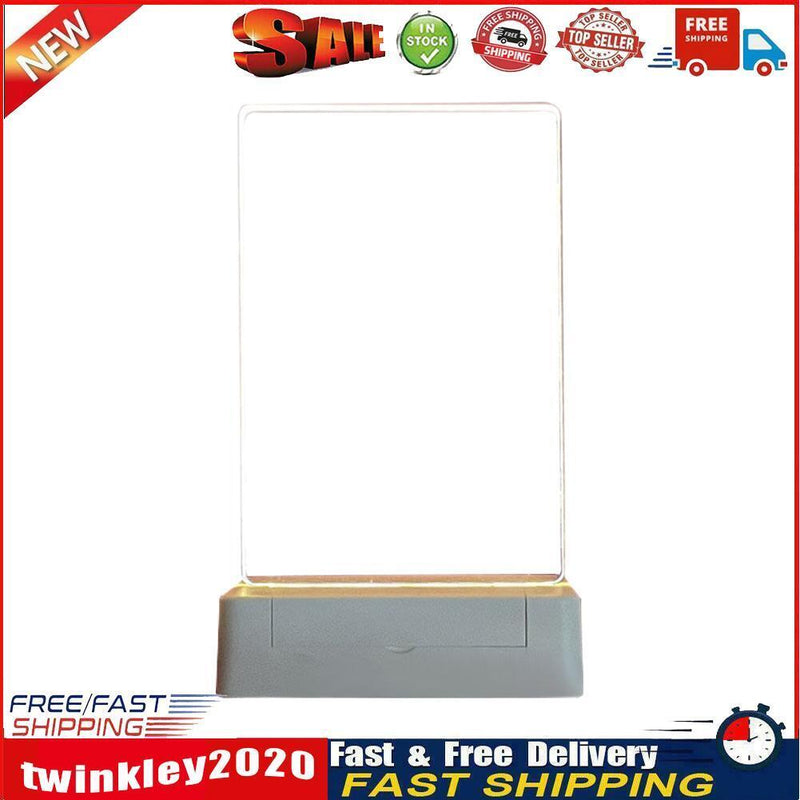 Transparent Acrylic Table Night Light DIY Message Board Home Lamp (Square) Newly