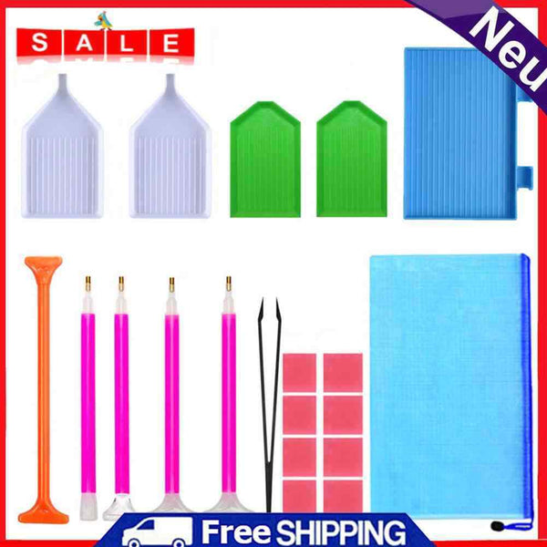 20pcs Diamond Painting Tools Set Tweezers Pen Glue Tray DIY Kits Accessories