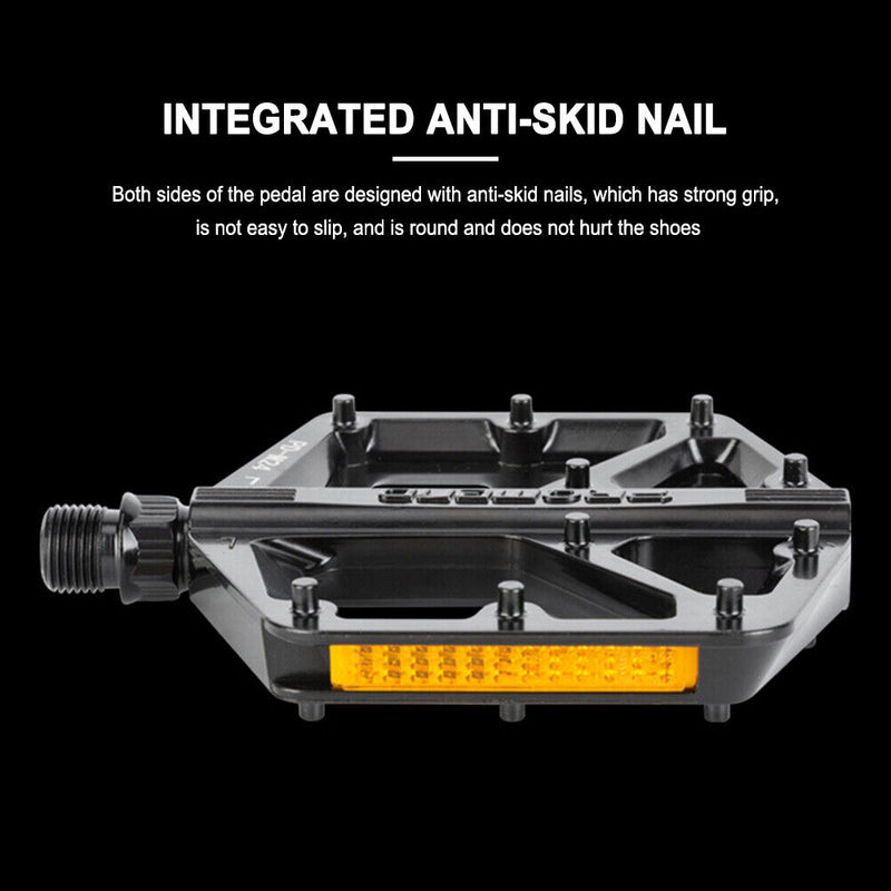 PROMEND Mountain Bike Aluminum Alloy Pedals with Reflector Footpegs Cycling Part