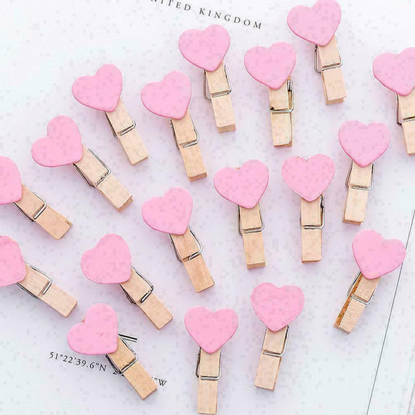 Photo Paper Clip Mini Wooden Wedding Decor Clip Crafts Pegs Love N0C9