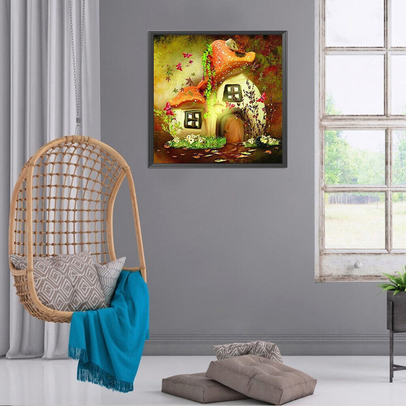 5D Diamond Painting Kit Mushroom House Full Round Drill DIY Craft Mosaic Picture