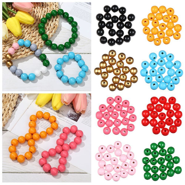DIY Round Wooden Beads Spacer Loose Beads Jewelry Making Beaded Material