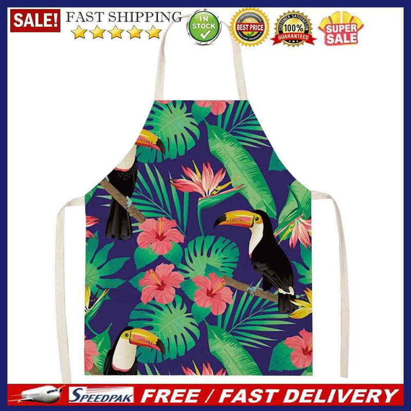 Kitchen Linen Apron Birds Print Home Cooking Baking Bib Chef Cooker Accesso