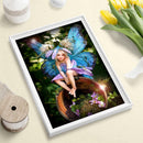 Blue Wing Fairy Full Round Drill Rhinestone Picture Home Decoration 12x16