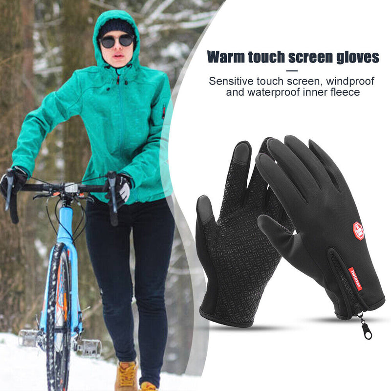 1 Pair Men Women Outdoor Anti-Brief Full Finger Zipper Gloves Windproof Gloves