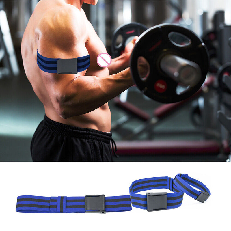 2x BFR Fitness Occlusion Bands Hip Building Blood Restriction Belt (Blue) Newly