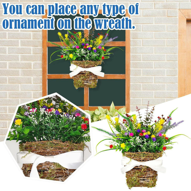 Lavender Wreath Artificial Flower with Basket Spring Wreath Floral Garland Decor