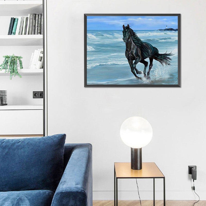 Seaside Horse Oil Paint By Numbers Kits Canvas Picture Gift for Adults Childr