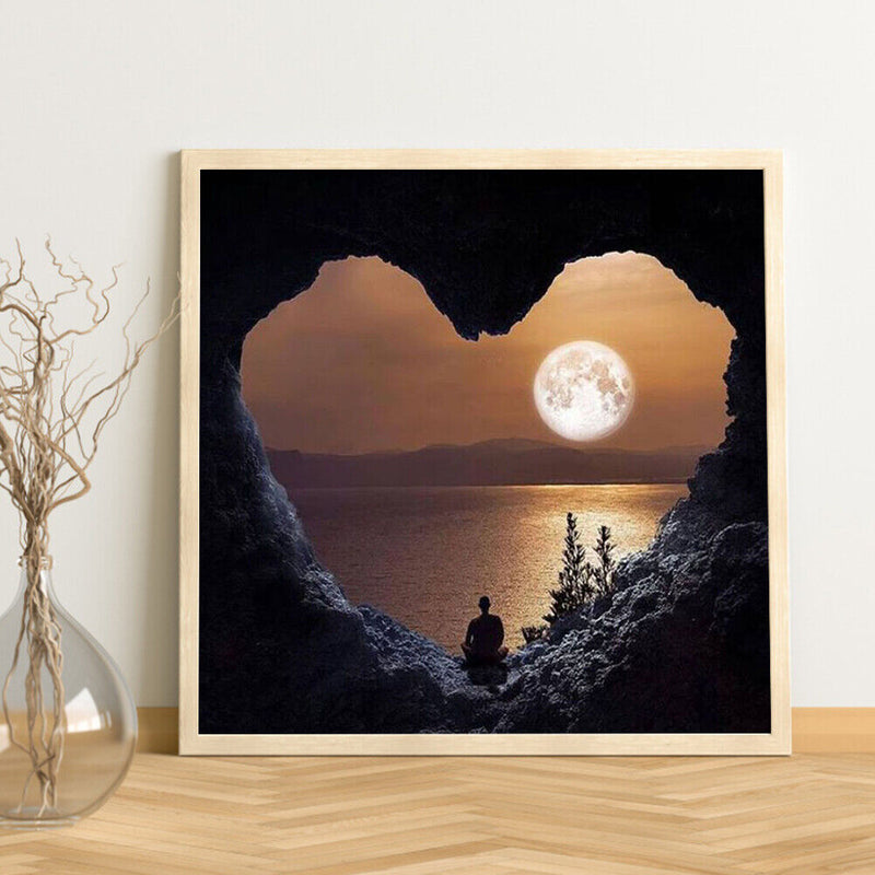 Frameless Painting By Numbers DIY Heart Mountain Drawing On Canvas Art Craft Kit