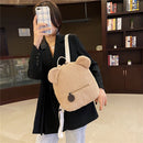 Cartoon Female Fleece Backpack Cute Bear Shaped Kids Daily School Shoulder Bags