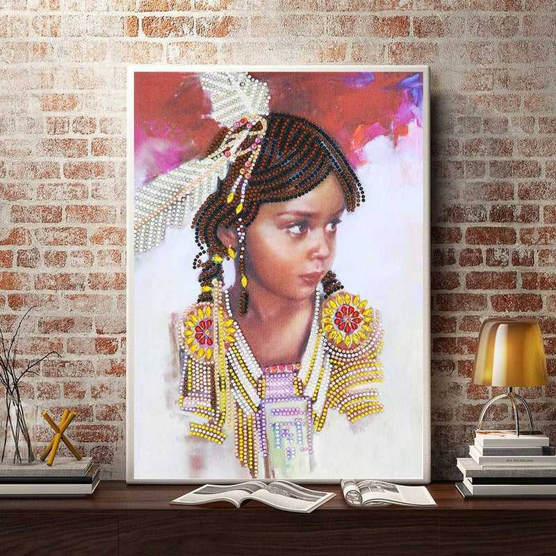 5D DIY Special Shaped Diamond Painting Girl Cross Stitch Kit Home Bedroom Decor