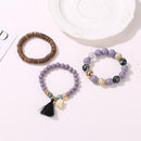 3pcs Boho Colorful Beads Bracelet Tassel Elephant Pendant Bangles Gift (B)