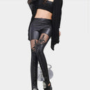 Sexy Womens Fashion Faux Leather Gothic Punk Leggings W1P7 Skinny Lace HOT F9J3