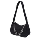 Fashion Women Pure Color Butterfly Chain Underarm Bag Hobos Handbag (Black)