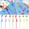 Design Straws-Plastic Dino Theme Cartoon Pattern Dinosaur Reusable Straws