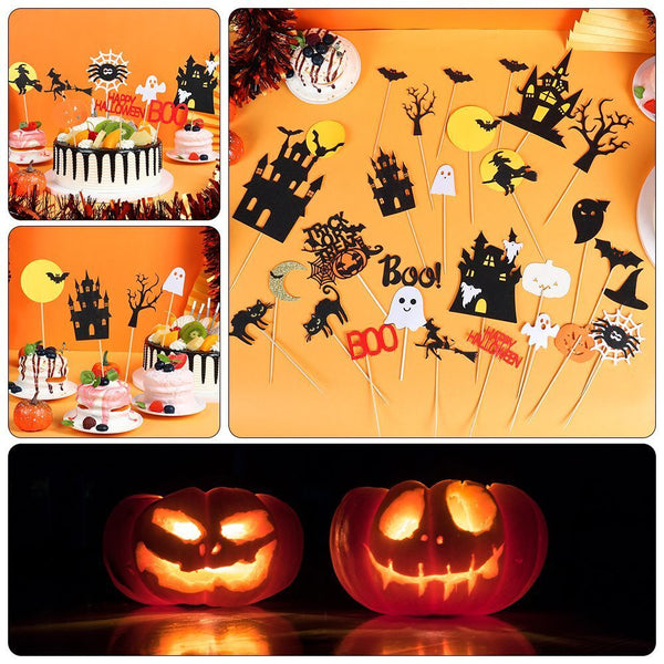 Witch Pattern Halloween Style Cupcake Decor Baking Decoration Cake Topper Set