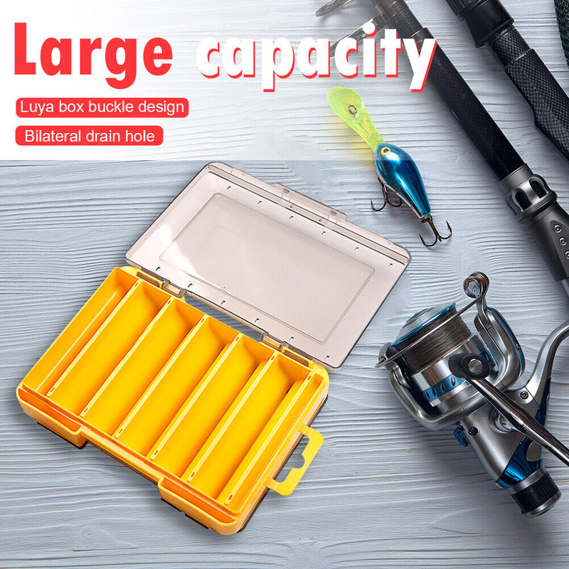 Fishing Lure Box Double Side Bait Case Organizer Fishing Tackle (S Yellow) Newly