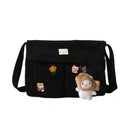 Women Crossbody Bags Canvas Handbags Pendant Badges Messenger Pouch for Shopping