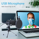USB Wired Handheld Mic Condenser Microphone w/Stand Windshield for PC Chatt