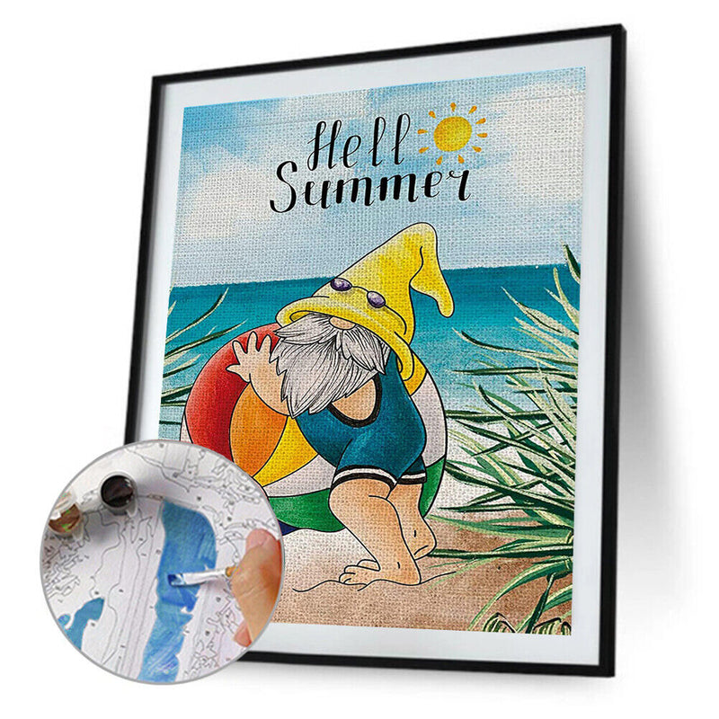 Frameless Painting By Numbers Summer Goblin DIY Handmade Drawing On Canvas Kit