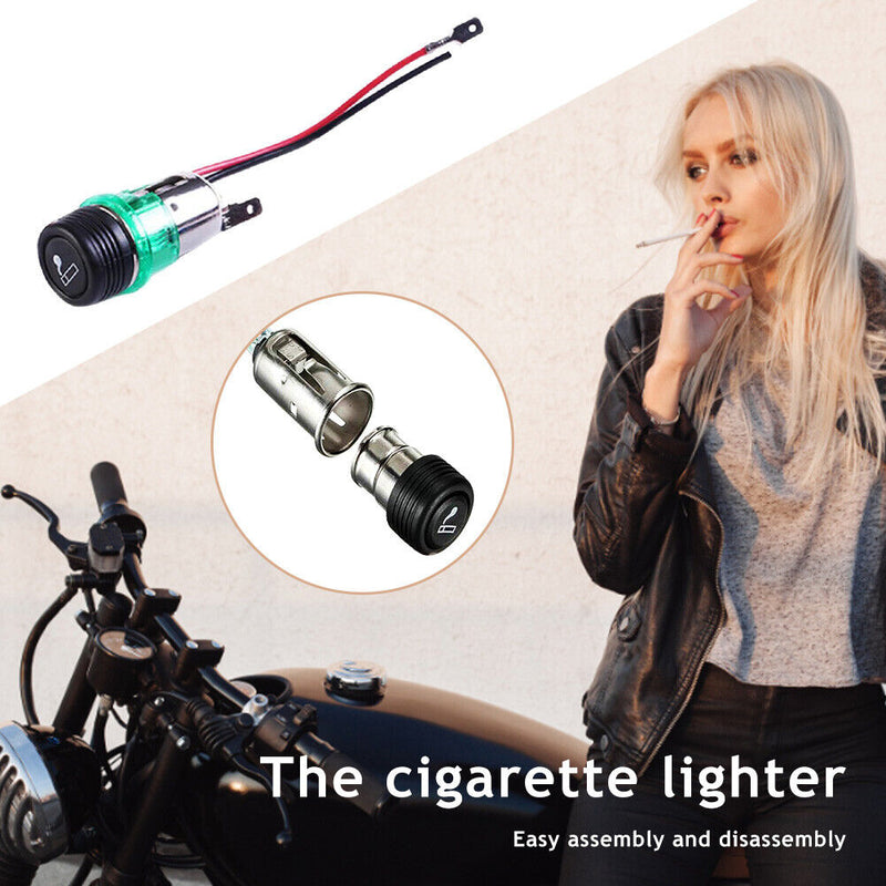 12V 150W Universal Auto Motorcycle Cigarette Lighter Assembly with Lights Wire