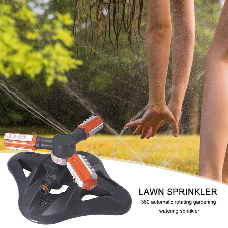 360 Rotating Grass Lawn Water Sprinkler 3 Arms Nozzles Garden Irrigation To