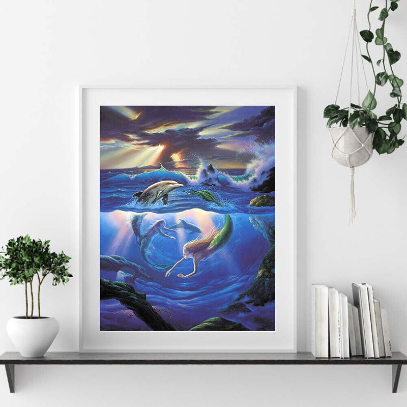 Mermaid Oil Paint By Numbers Hand Painted Frameless Painting Home Wall Ornament