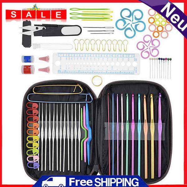 100pcs Aluminum Crochet Hooks Knitting Needles Set Kit with Box Sewing Accessory